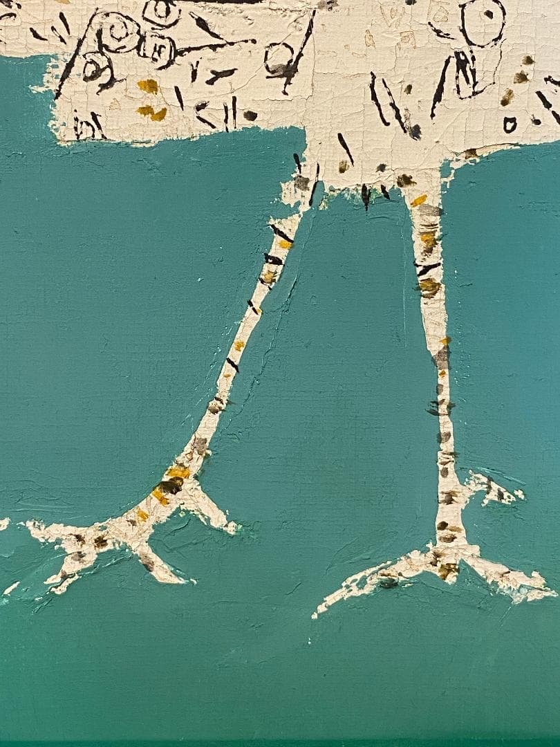 「真作」斎田武夫「青い鳥」油彩画　額装　サイン有り　F8号