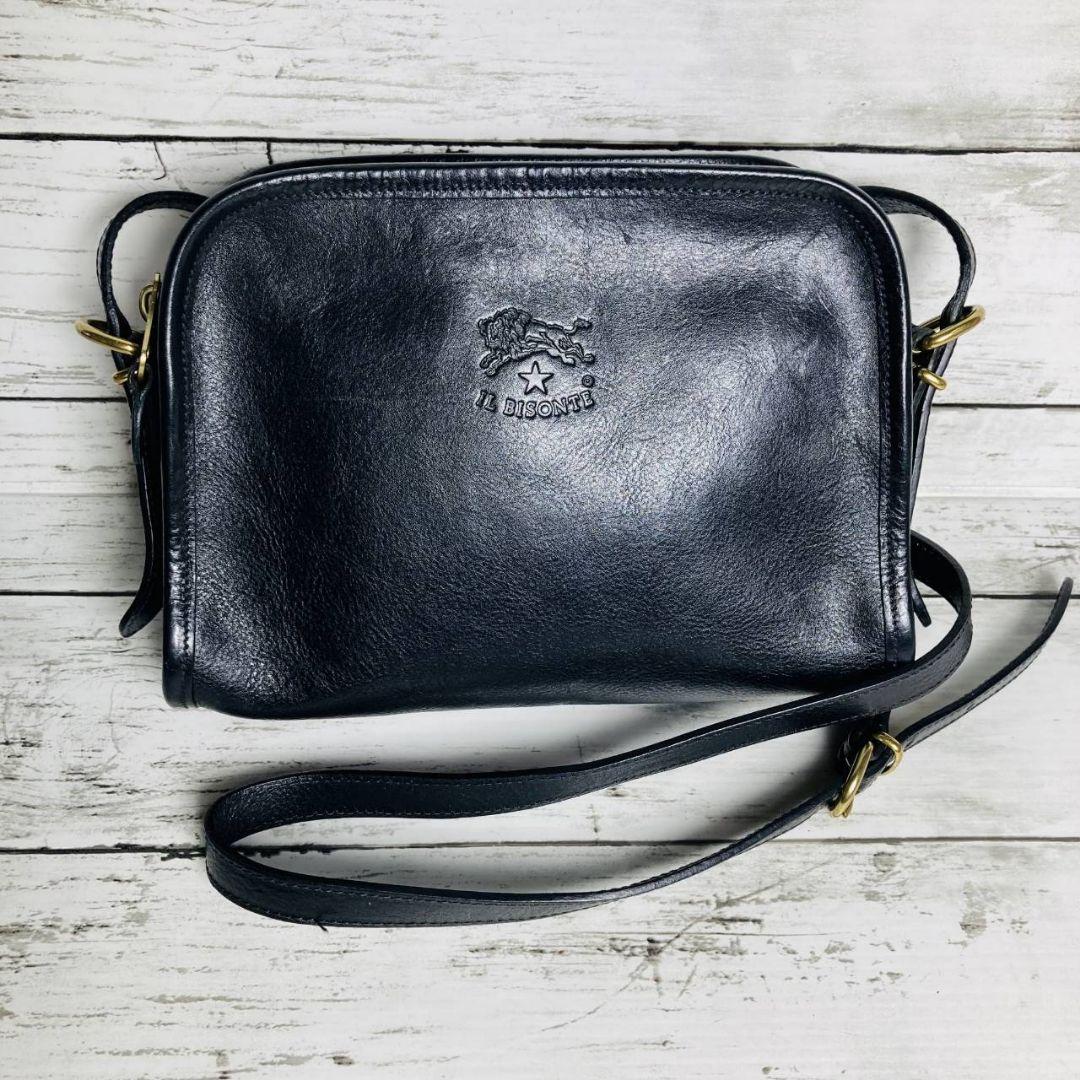 ダチリエさま専用【美品　高級感漂う黒の本革】ショルダーバッグ　バイソン刻印