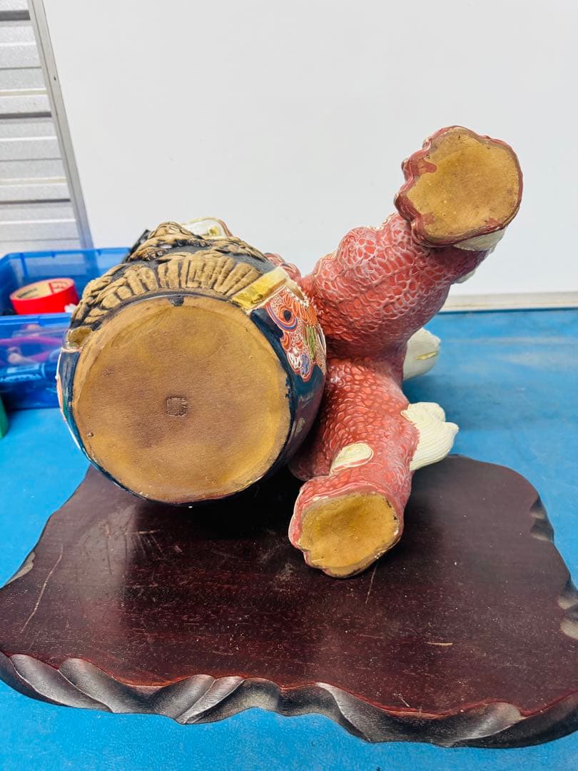 九谷焼 獅子 シーサー 高さ約40cm 大きめ 縁起物 伝統工芸品　置き物