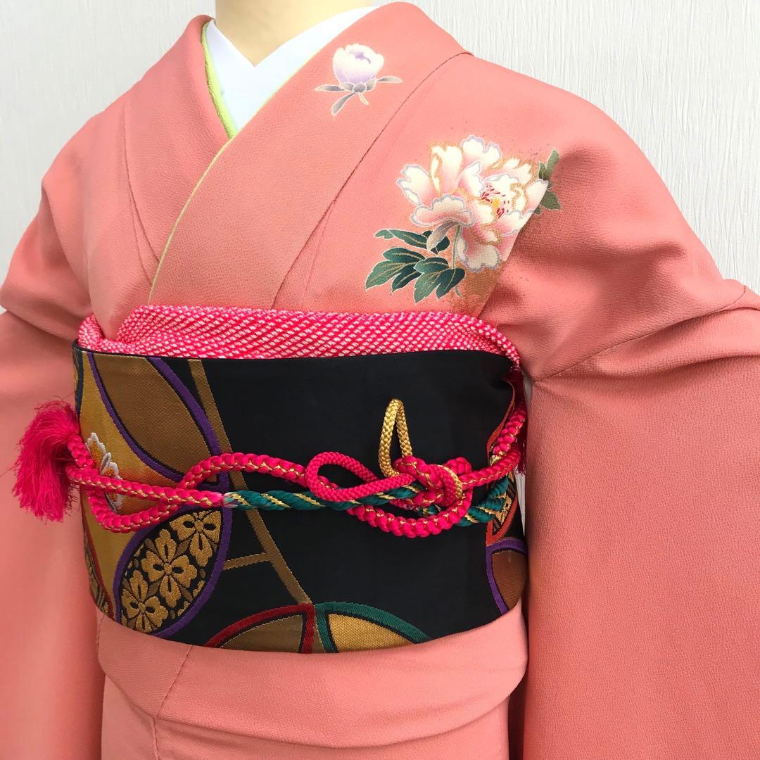 梅乃【140】正絹　振袖　フルセット　古典　ピンク　8点セット