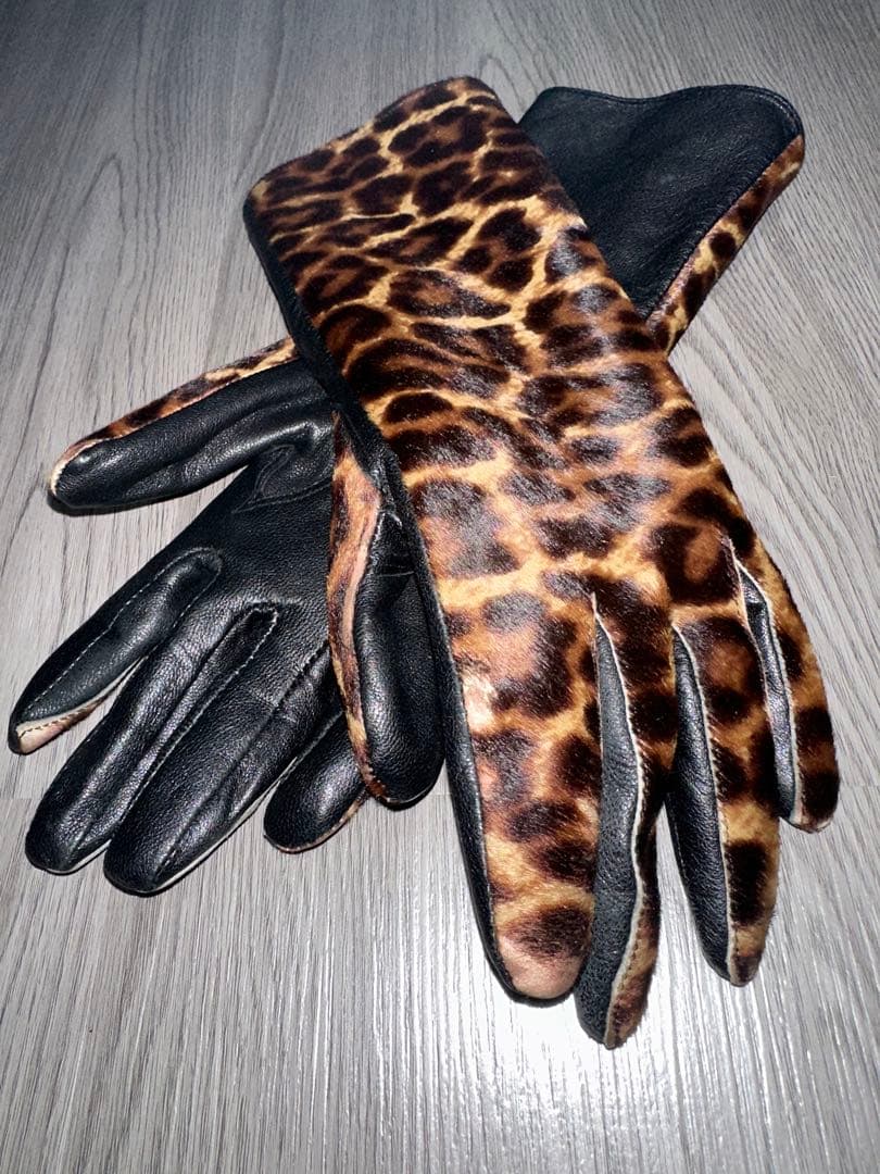 【lamb leather】豹柄ハラコgroove