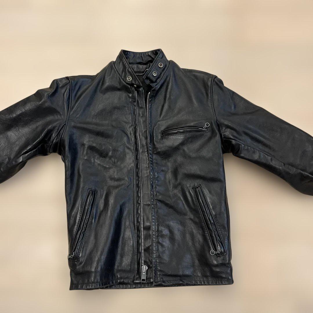 人気定番　Schott　641 立ち襟シングルライダース　３４　ボアライナー付