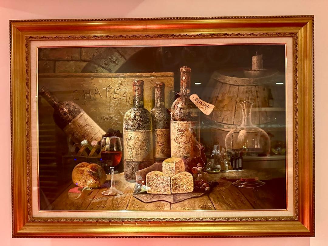 ワイン　チーズ　絵画　ヨーロッパ風景画