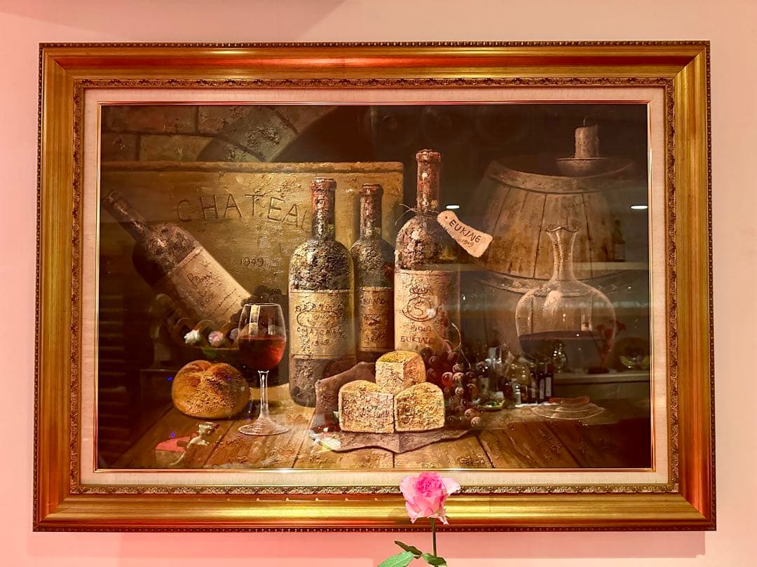 ワイン　チーズ　絵画　ヨーロッパ風景画