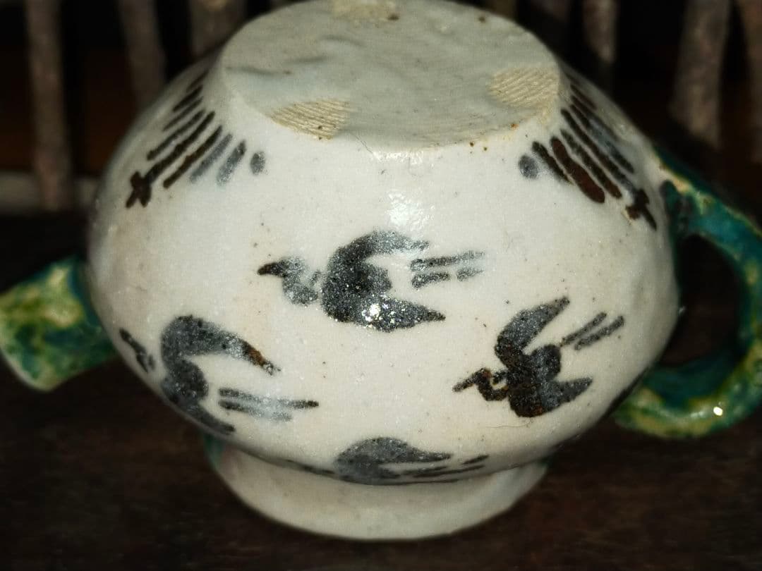 ♥織部　急須　単孔　鉄砲口　骨董　古玩