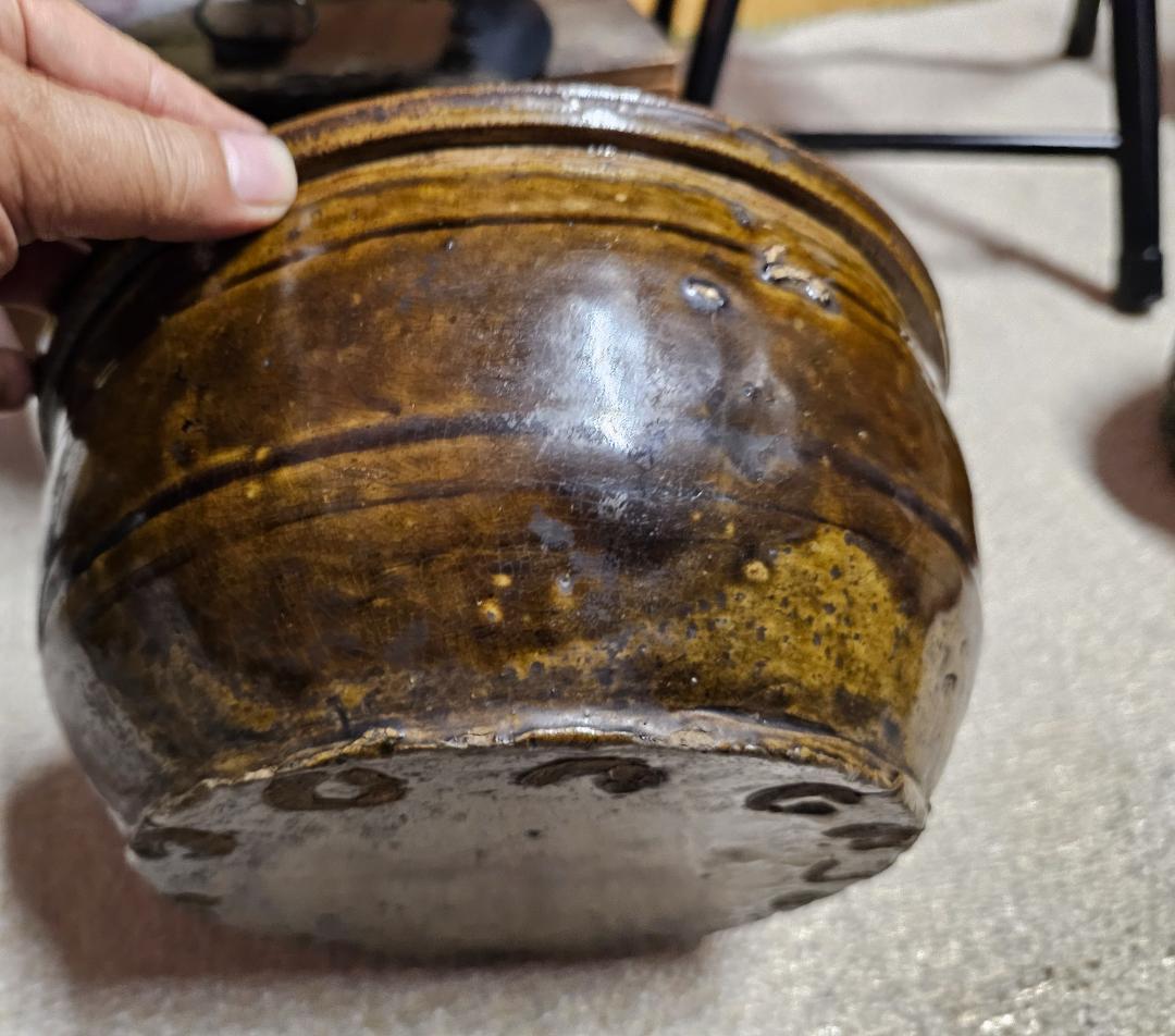 叩き黒唐津 水差し 貝伏目跡 お茶道具 古唐津