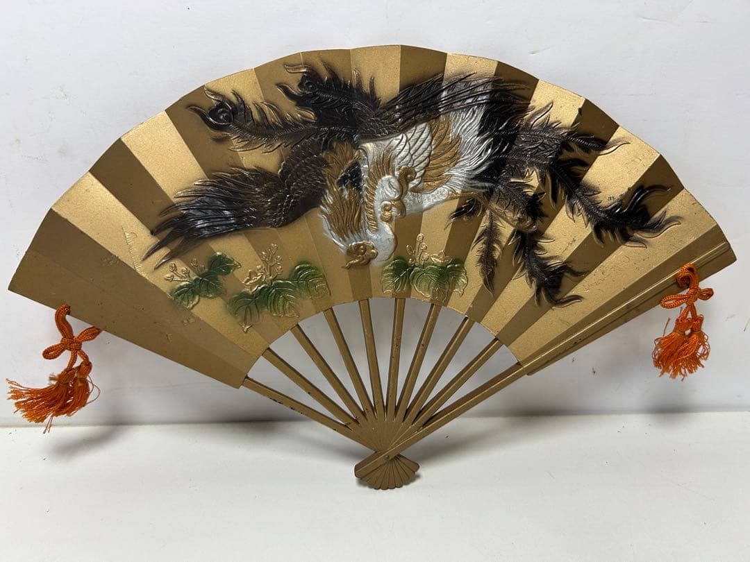 東芝エレクトロニクス 記念金属扇 鳳凰 昭和レトロ 工芸品 飾り扇 骨董品