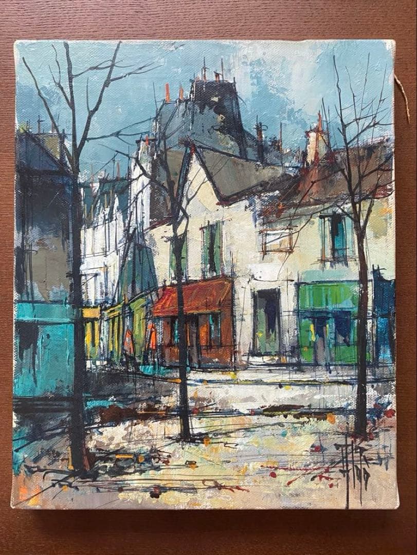 【真作】アルドー ALDO 油彩 3号 縦 街角風景 #22896