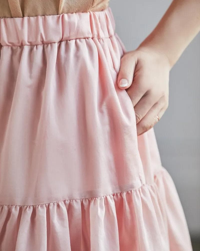 SEVENTEN　シアーティアードスカート(ピンク)XS　新品タグ付き