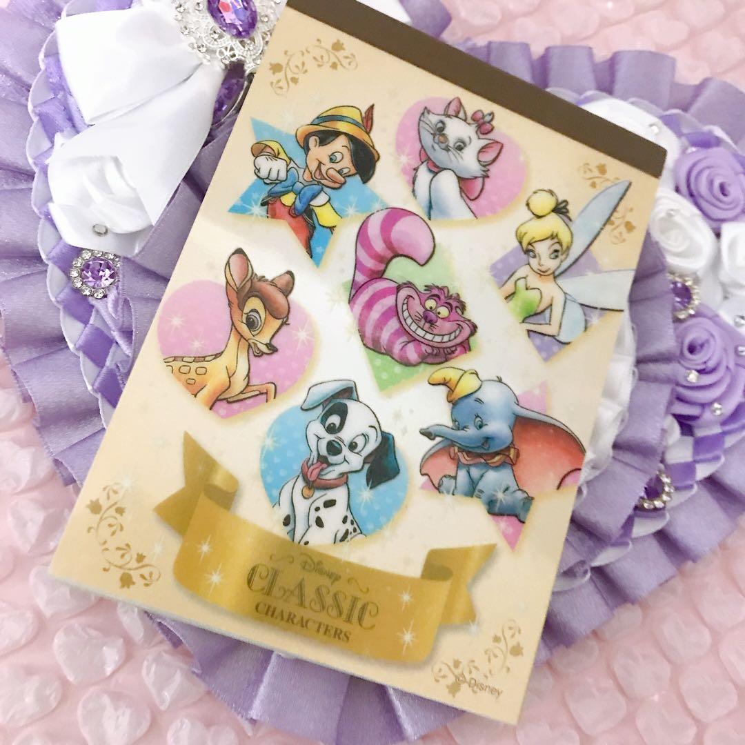 ディズニー　レトロ　メモ帳　ダンボ　ピーターパンピノキオ　バンビ　マリー