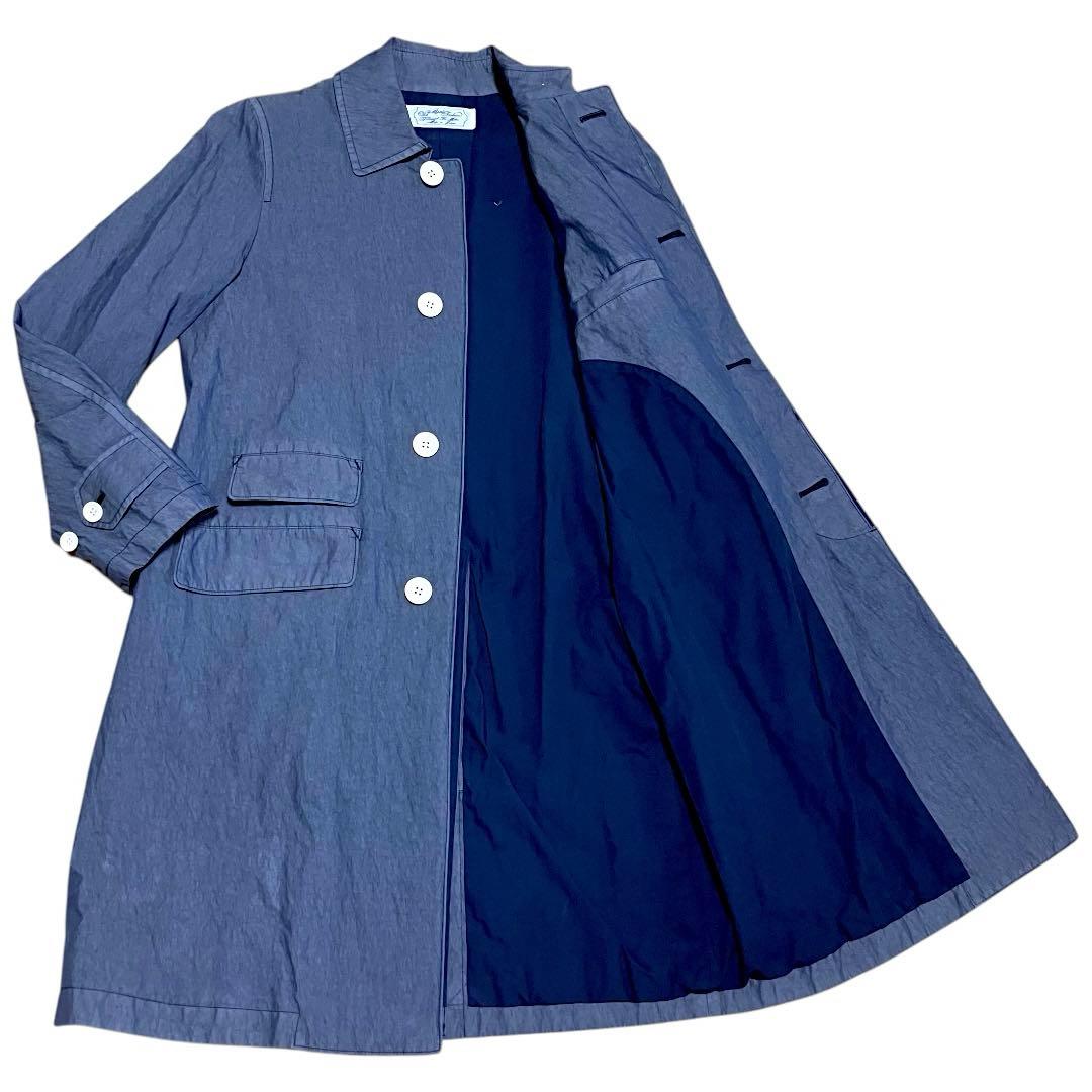 【美品】オールドマンズテーラー　ステンカラーコート　青　ブルー　コットン　比翼