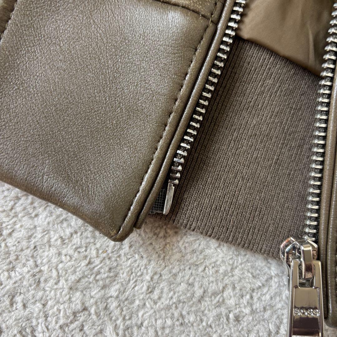 極美品 ヒューゴボス 現行タグ レザージャケット 羊革 3XLサイズ ブラウン