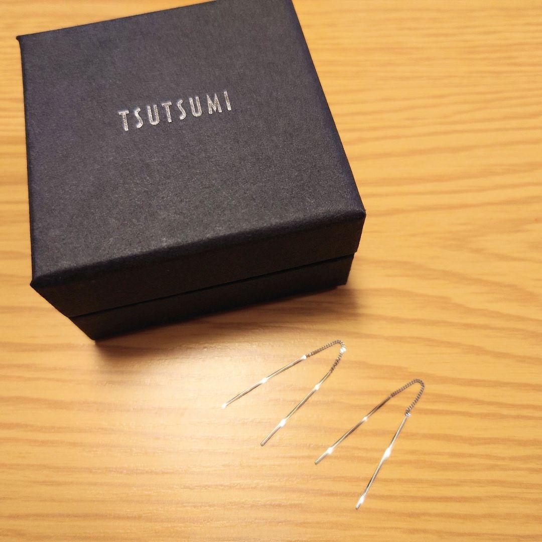 プラチナ PT850 ピアス　ツツミ　アメリカンピアス　チェーンピアス