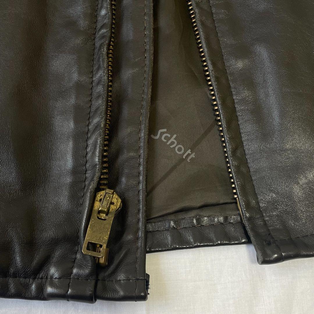 Shott ショット シングルライダースジャケット 茶　38 レザージャケット