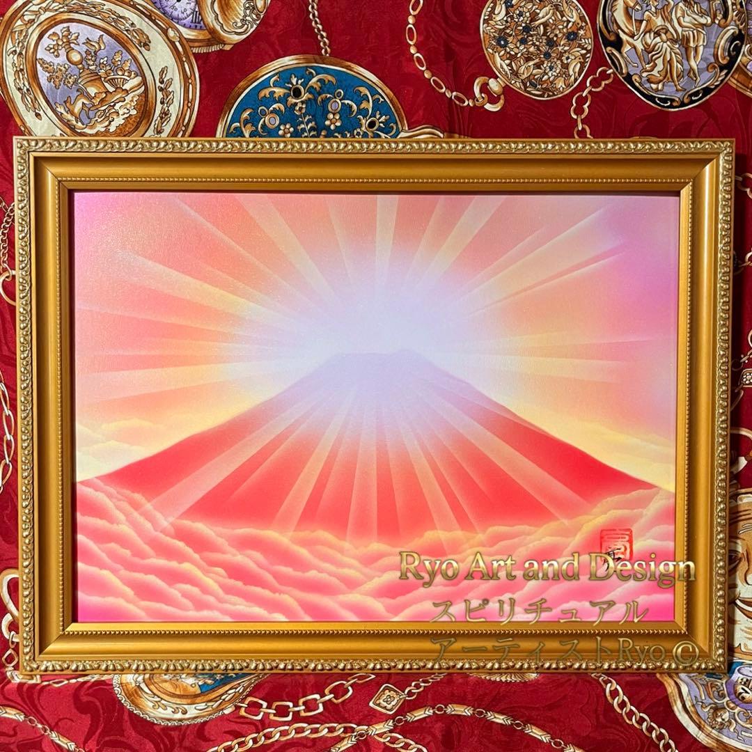 富士山絵画風景画新春セール｜ダイヤモンド赤富士八二判額縁 風水金運恋愛運安産祈願