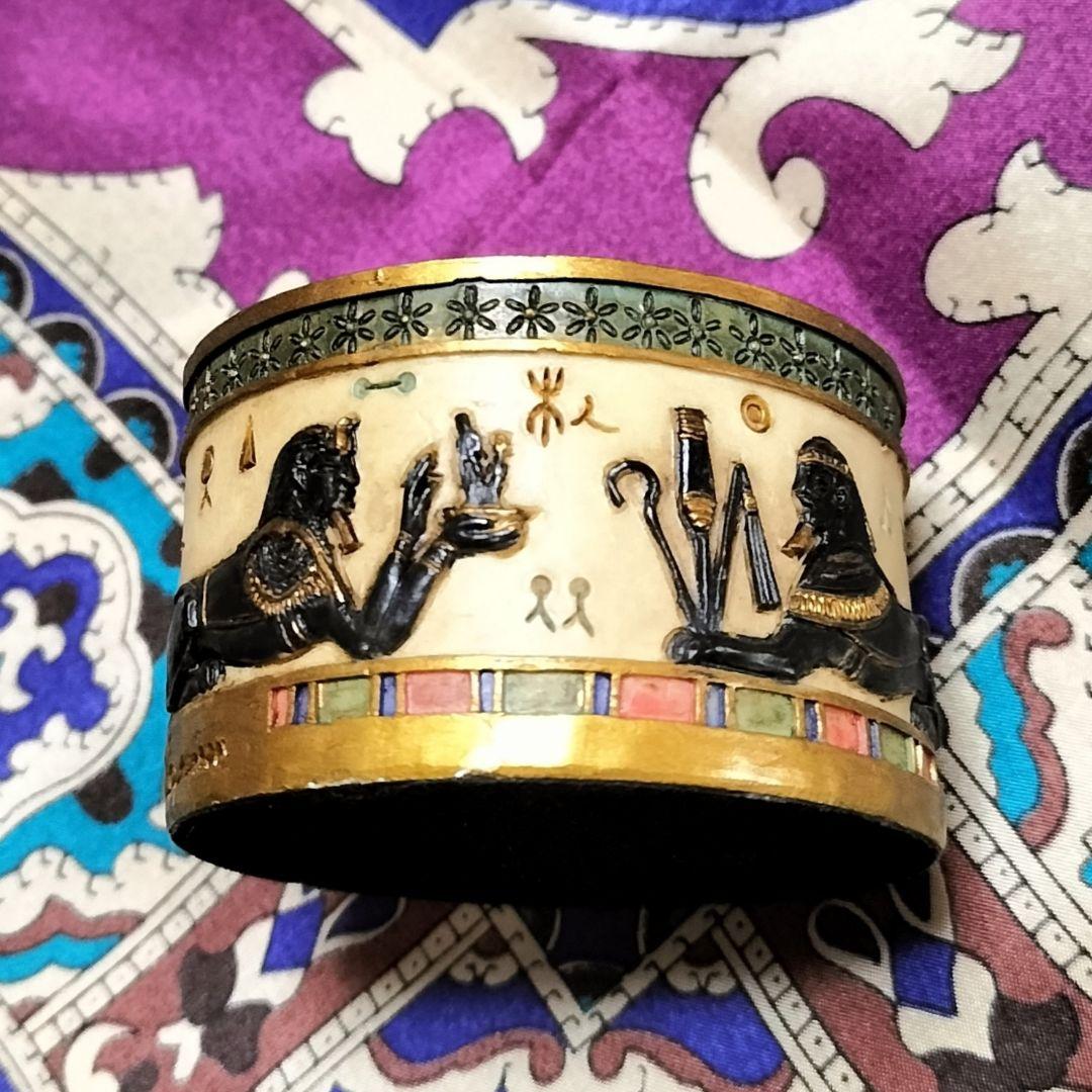 民族工芸品✨古代エジプト調モチーフ 神秘的レリーフ彫刻 装飾品✨貴重品 小物入れ