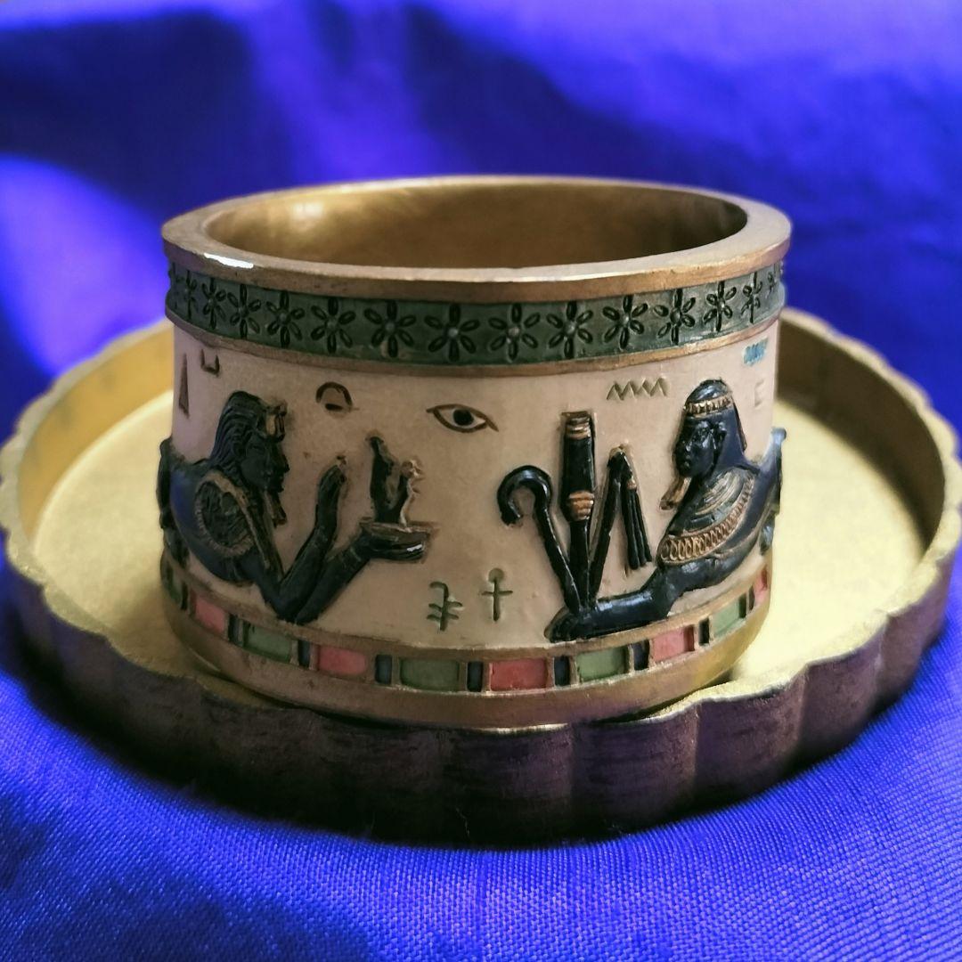 民族工芸品✨古代エジプト調モチーフ 神秘的レリーフ彫刻 装飾品✨貴重品 小物入れ