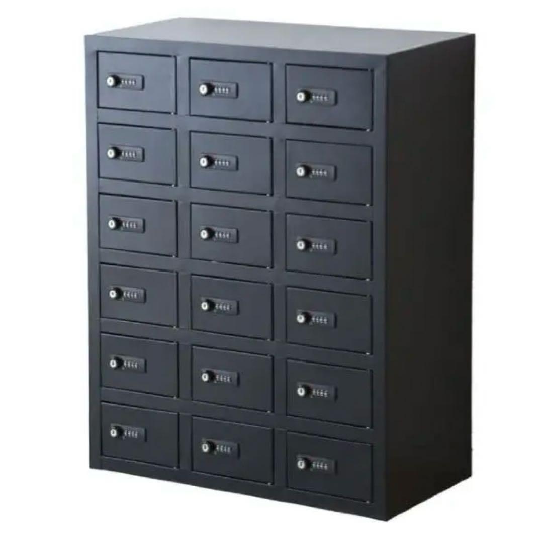 ダイヤルロック式オフィスロッカー 黒 15引き出し