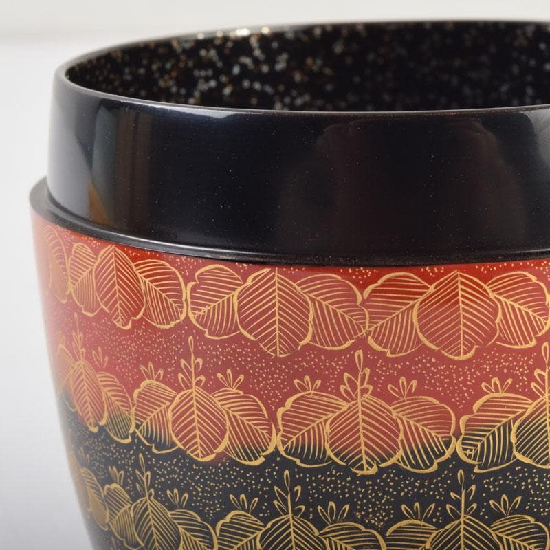 茶道具　輪島塗　前志芸男作　沈金桐紋様　棗　共布共箱　M　8632