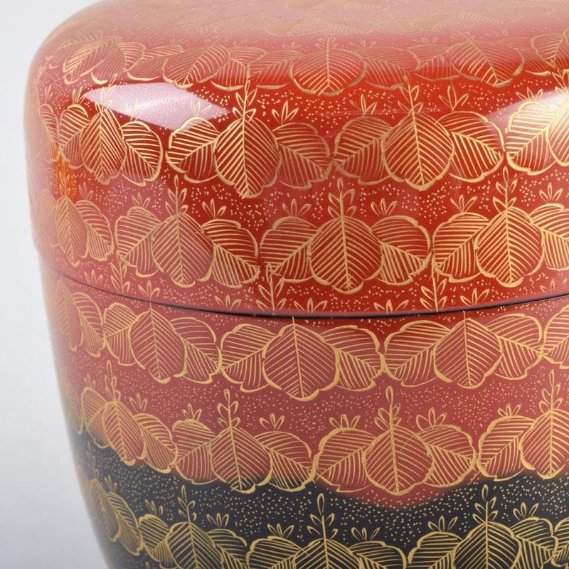 茶道具　輪島塗　前志芸男作　沈金桐紋様　棗　共布共箱　M　8632