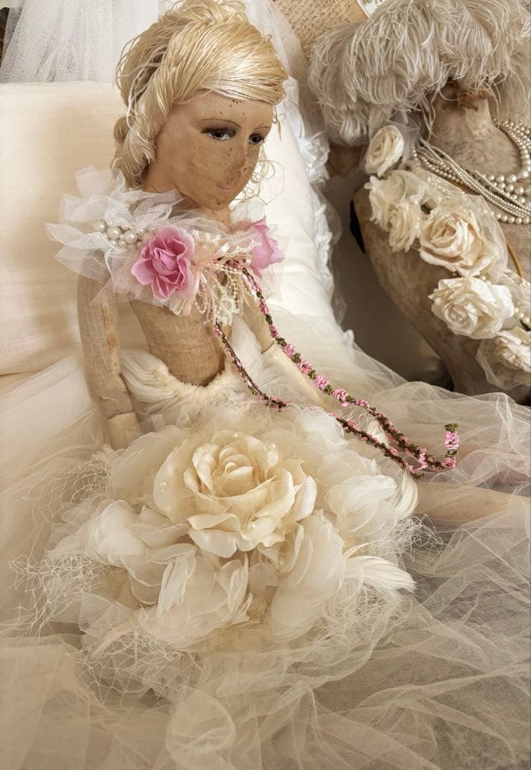 アンティーク雑貨 Pink Rose Long Trim