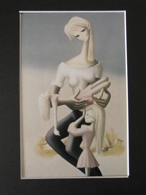 東郷青児、貧しき子、希少な大判額装用画集より、新品高級額装付