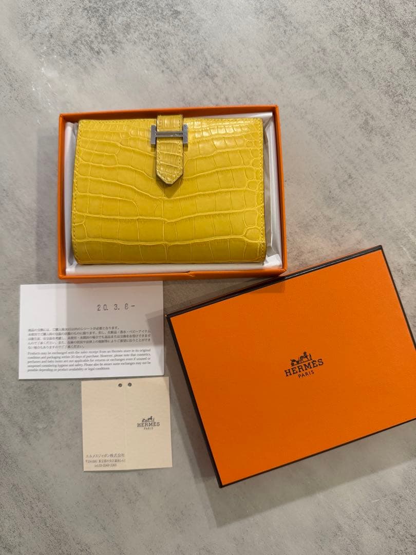 【たらこ】エルメス★HERMES ベアンコンパクト★クロコ