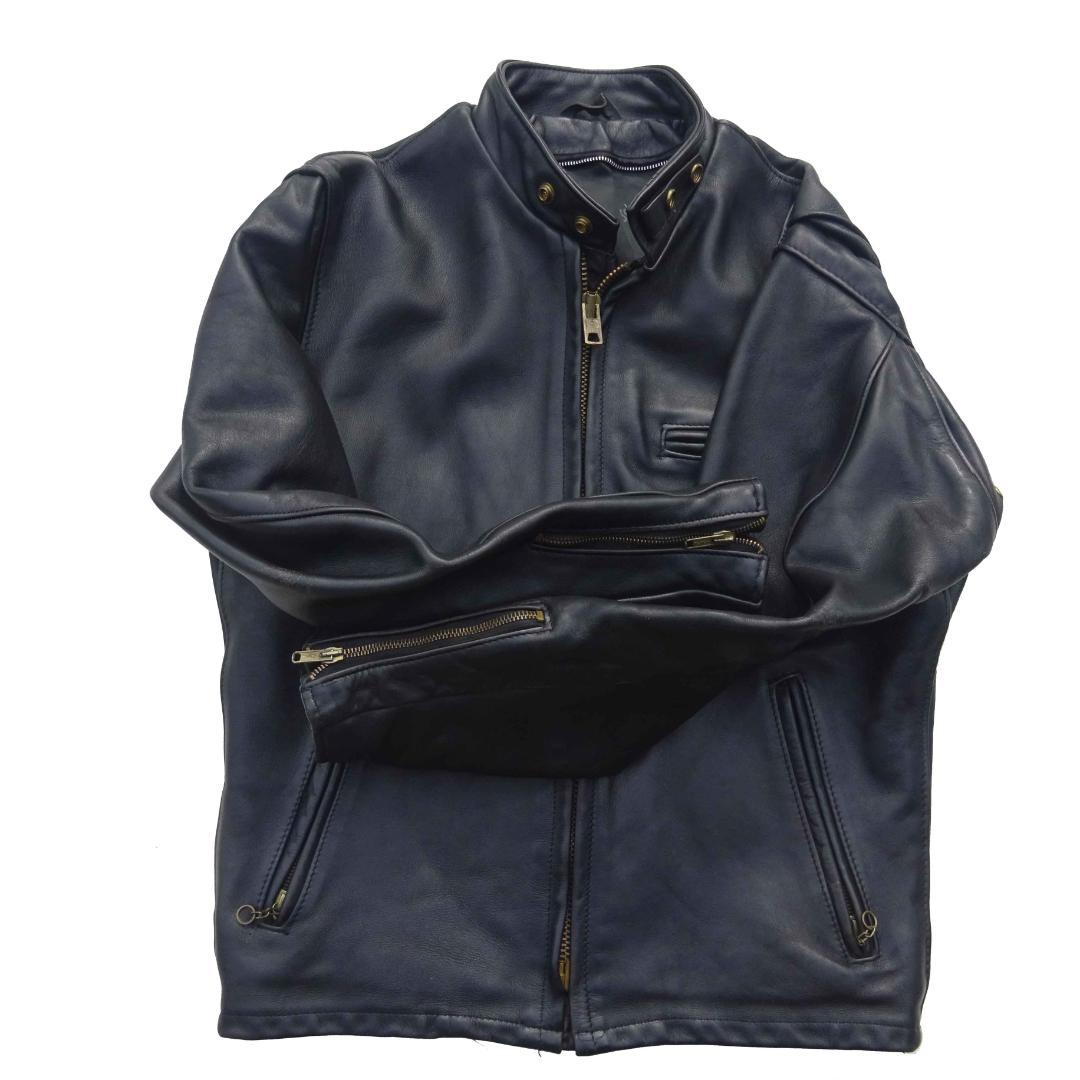 米国製Schottショット/立襟シングルライダース641/40真鍮系金ゴールド