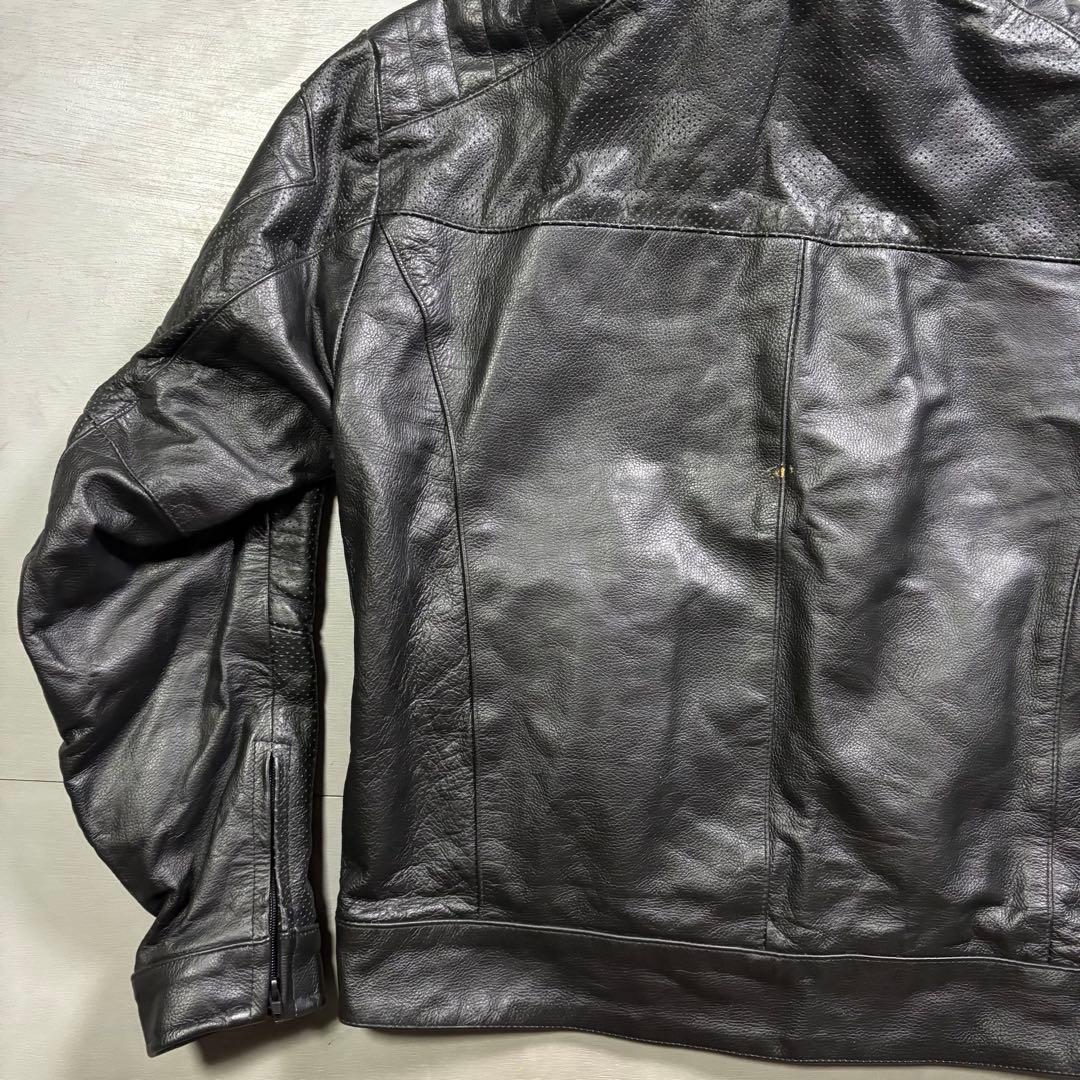 vintage レザーライダースジャケット　パンチングレザー　本革オールレザー