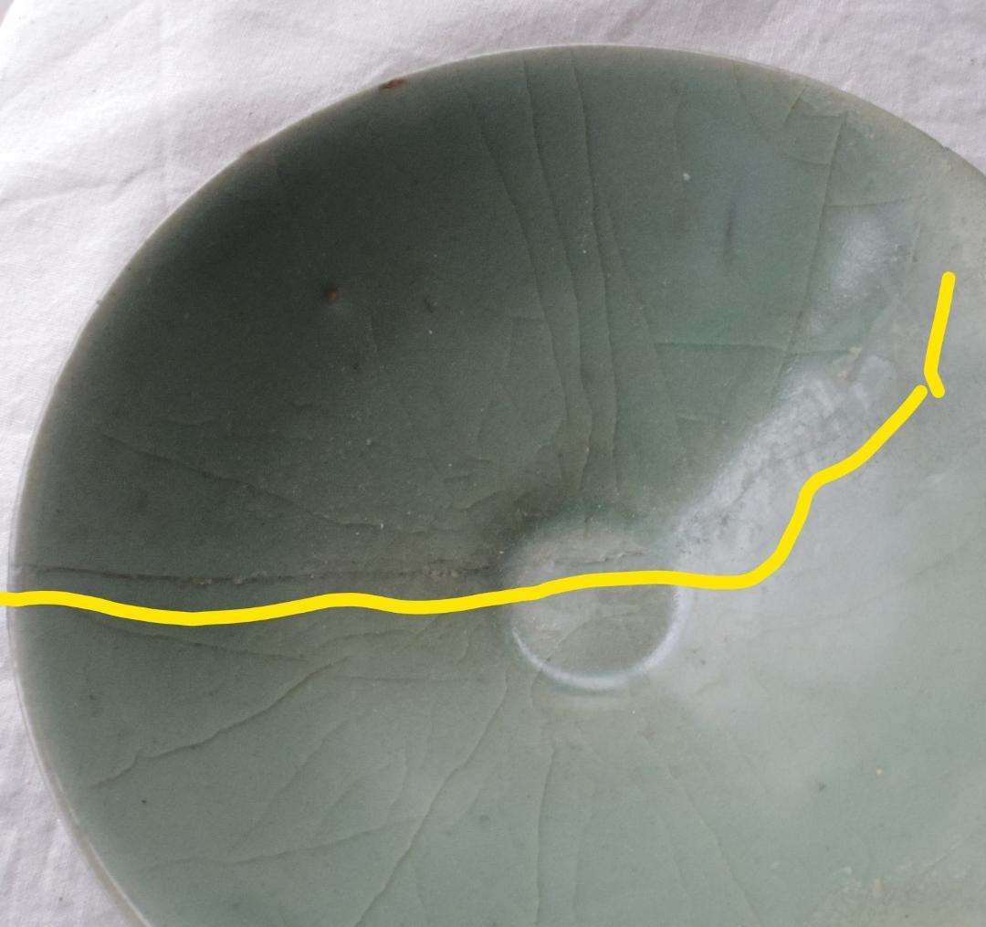 高麗青磁盃　優美な形　美しい色  ★観賞用、割れたものを直し。