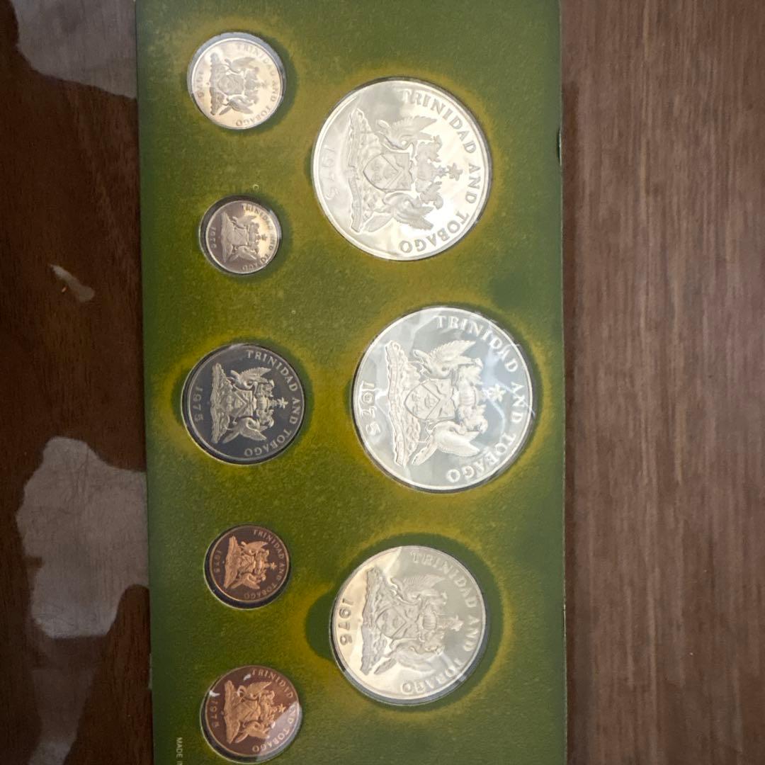 1975年 トリニダード・トバゴ プルーフ 8種セット【大型銀貨2枚含】
