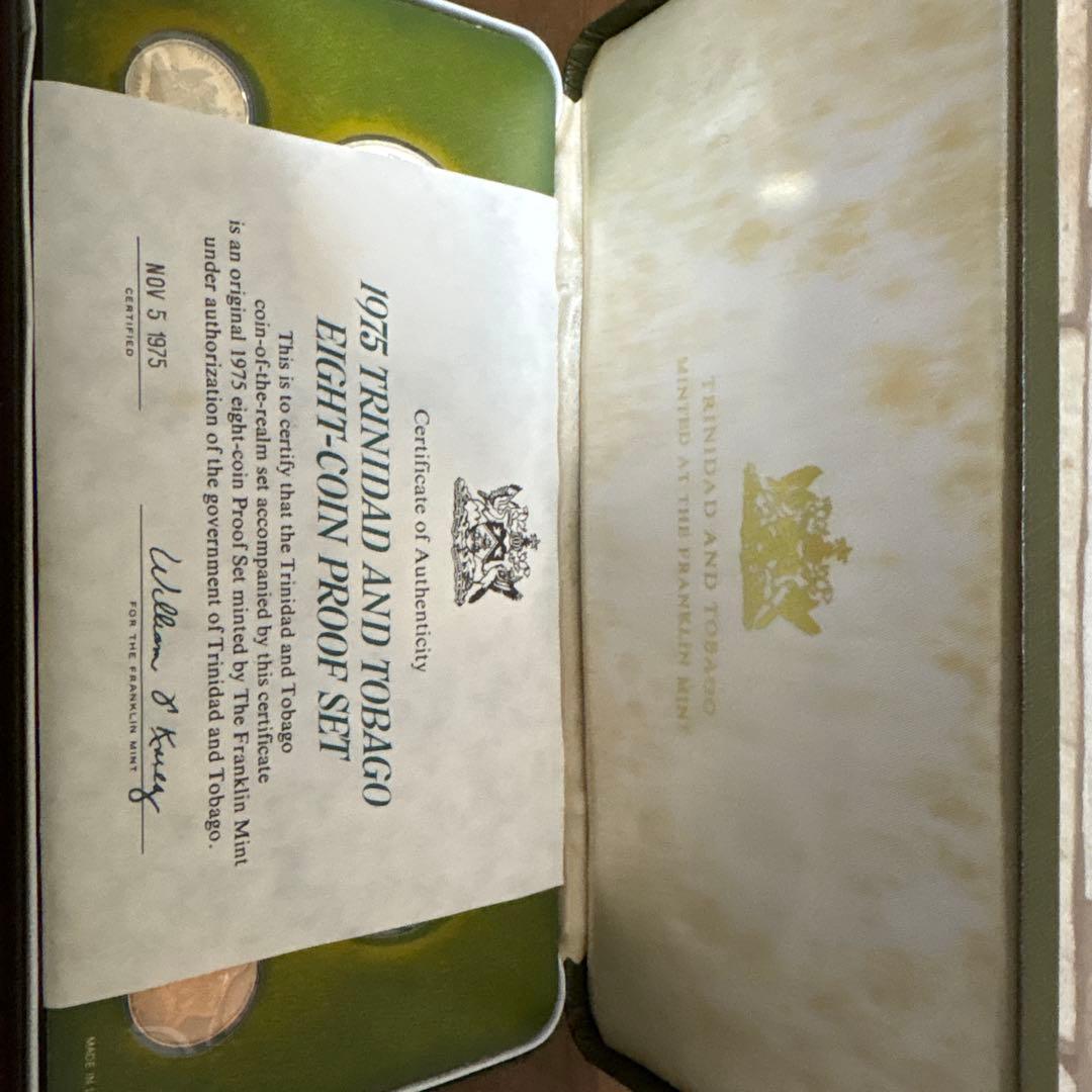 1975年 トリニダード・トバゴ プルーフ 8種セット【大型銀貨2枚含】