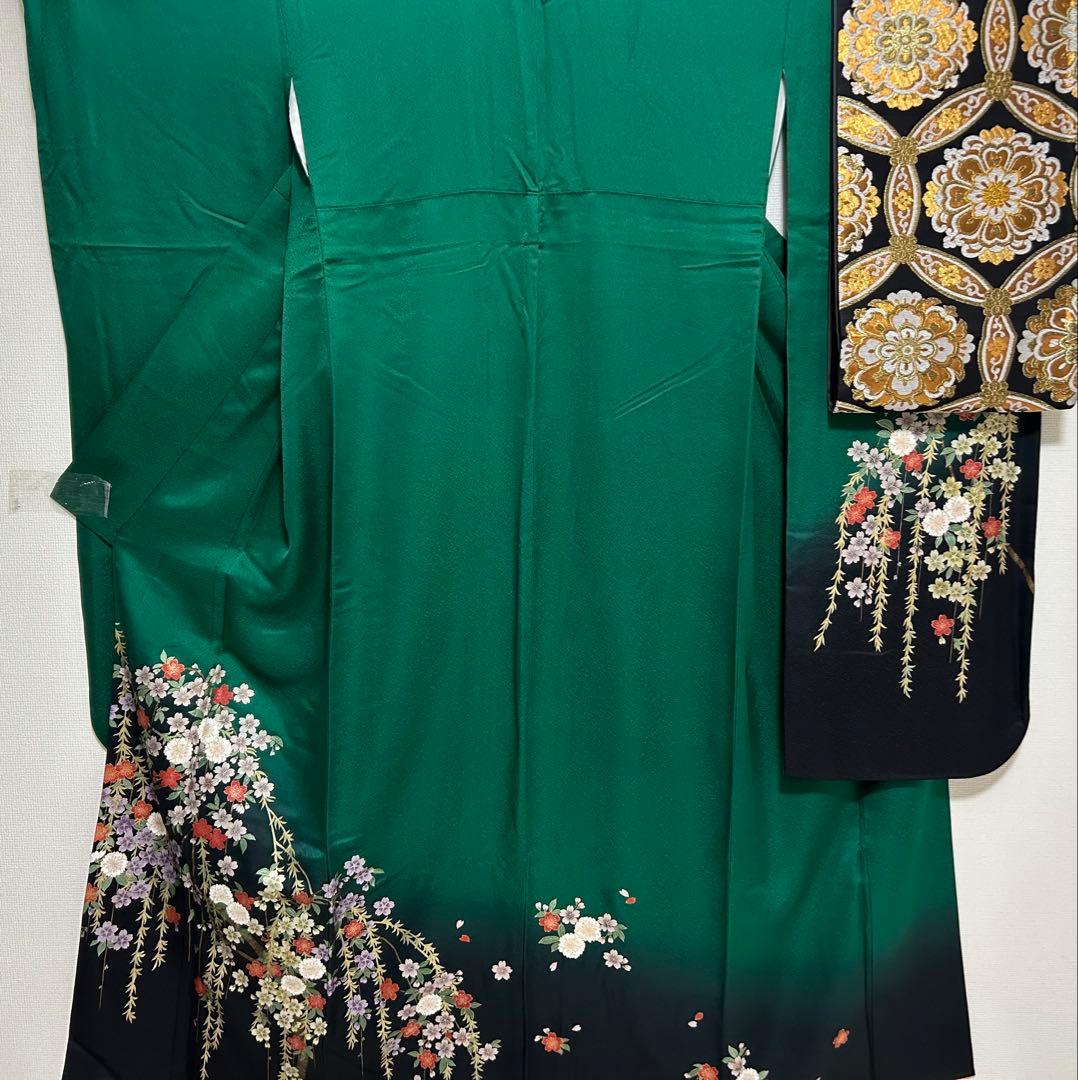 【 最終値下げ 】 豪華振袖４点セット！！　引箔　花柄　着物スキ倶楽部　１９９