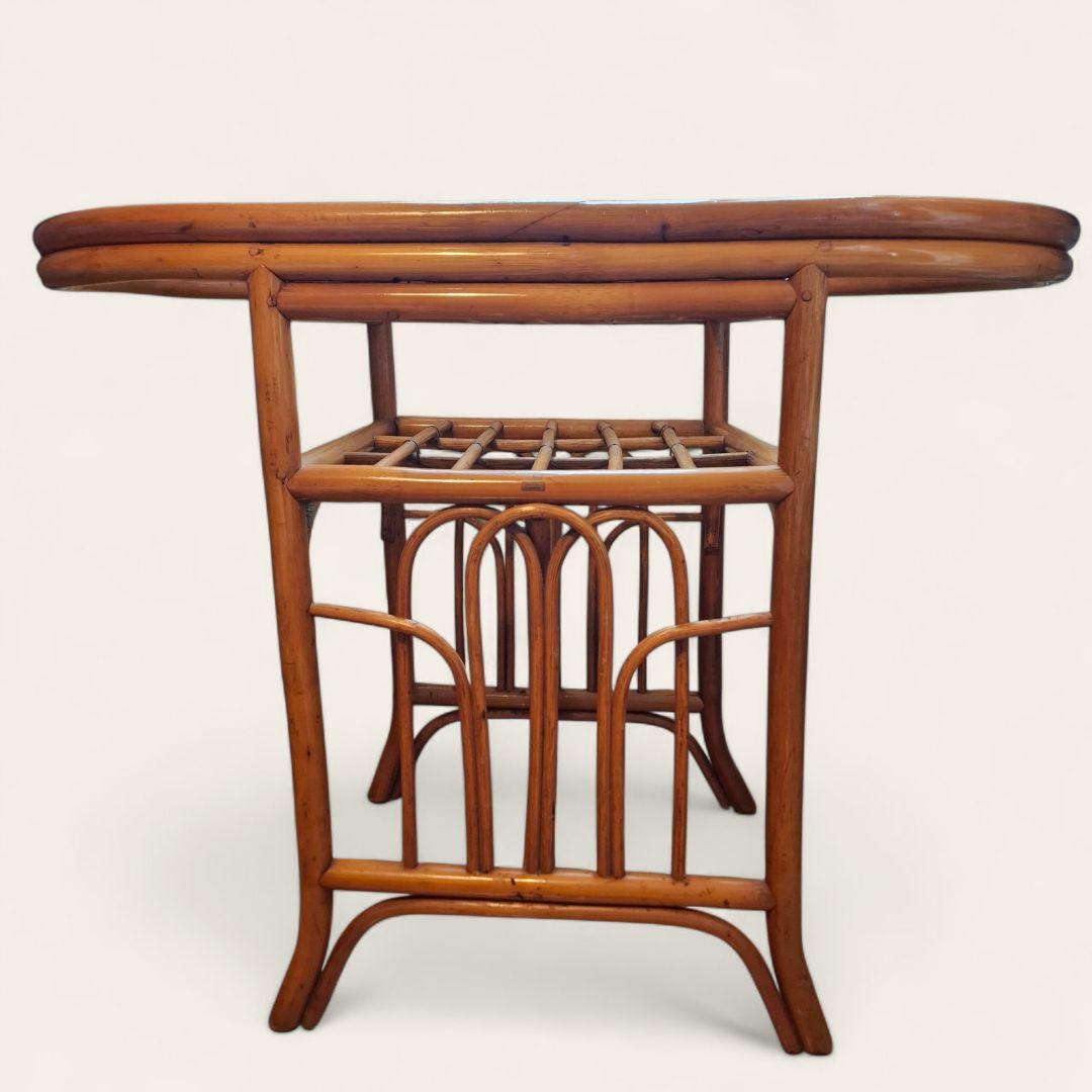 昭和レトロ エスニック ラタン ダイニングテーブル カウンターテーブル