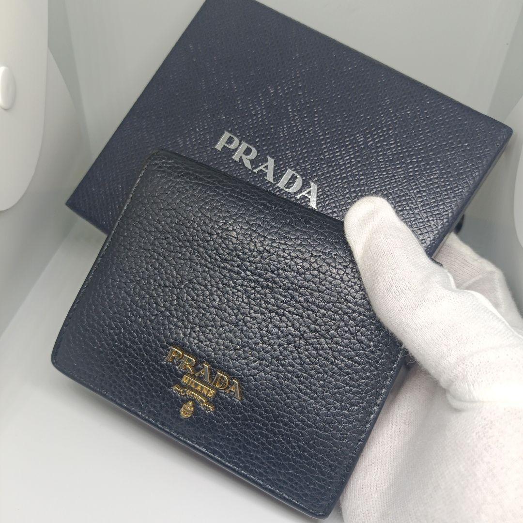 箱あり　プラダ２つ折り財布　PRADA折財布ブラック