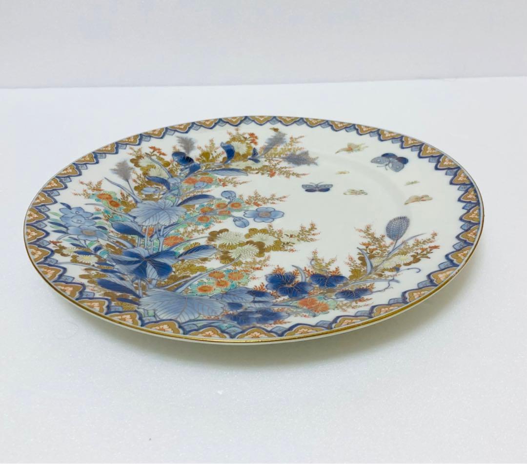 18時迄限定割引 明治香蘭社 有田焼 オールド 香蘭社 染錦上絵金彩秋草文8寸皿