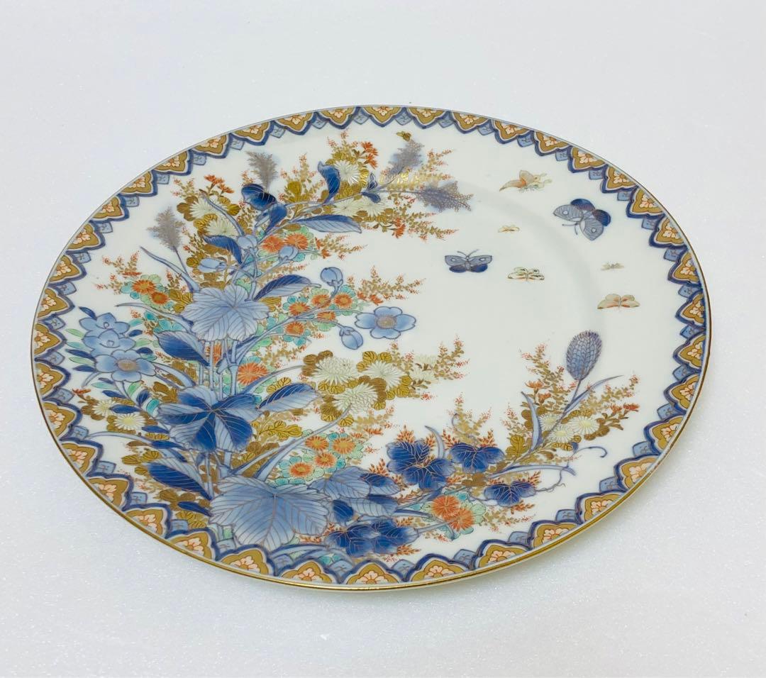 18時迄限定割引 明治香蘭社 有田焼 オールド 香蘭社 染錦上絵金彩秋草文8寸皿