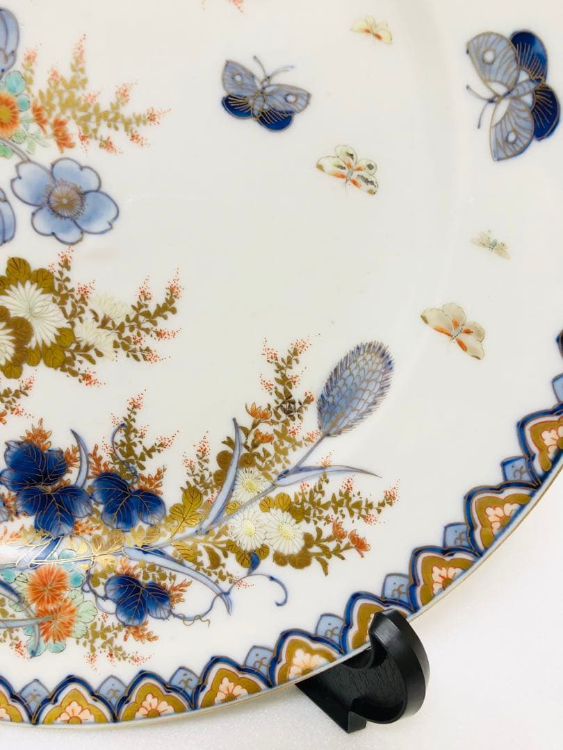 18時迄限定割引 明治香蘭社 有田焼 オールド 香蘭社 染錦上絵金彩秋草文8寸皿