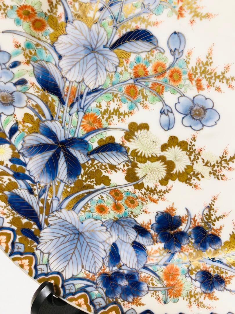 18時迄限定割引 明治香蘭社 有田焼 オールド 香蘭社 染錦上絵金彩秋草文8寸皿