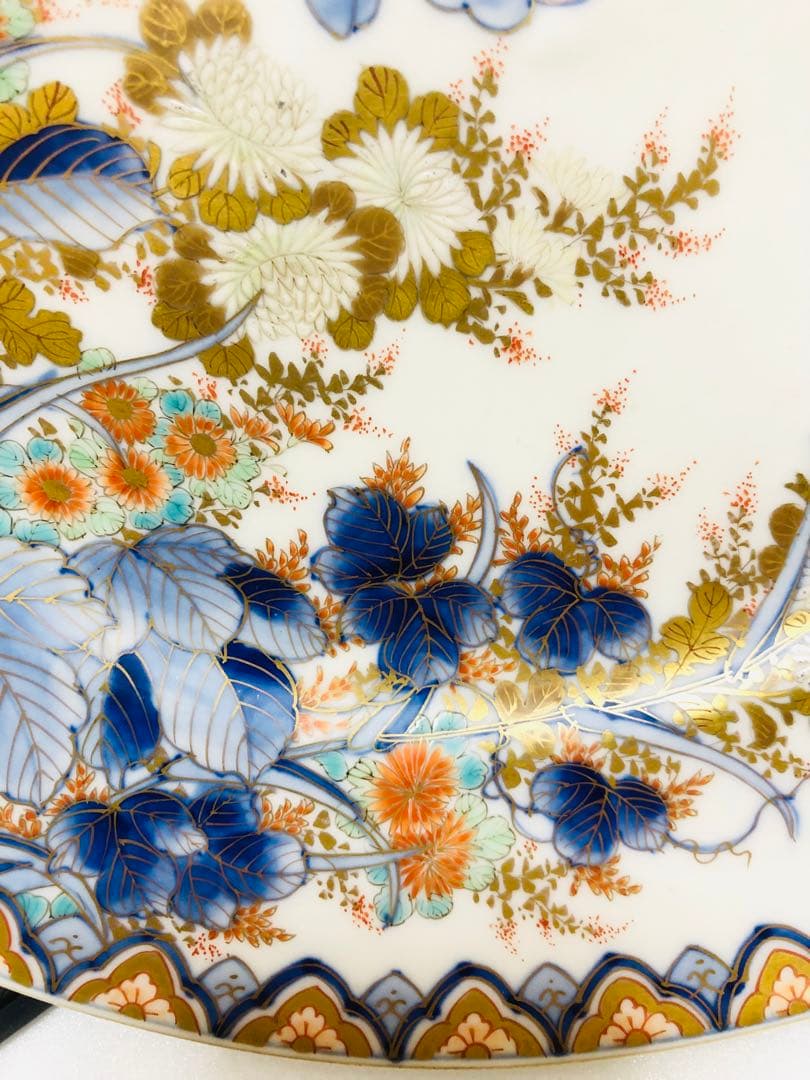 18時迄限定割引 明治香蘭社 有田焼 オールド 香蘭社 染錦上絵金彩秋草文8寸皿