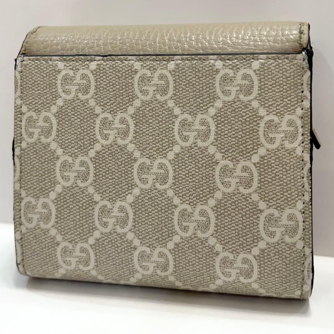 グッチ 折り財布 マーモント GG柄 スプリーム レザー ゴールド金具 ベージュ