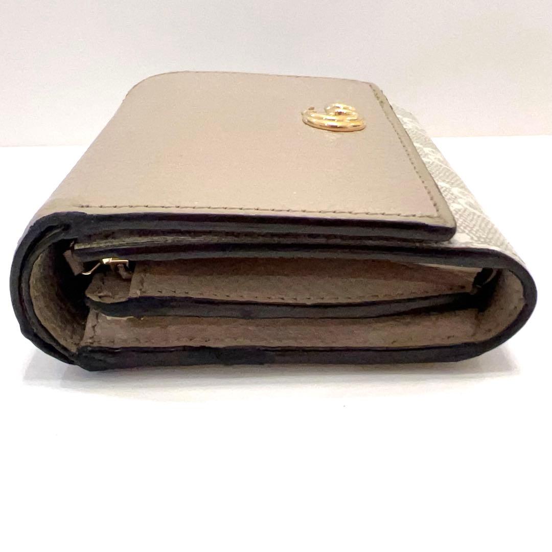 グッチ 折り財布 マーモント GG柄 スプリーム レザー ゴールド金具 ベージュ
