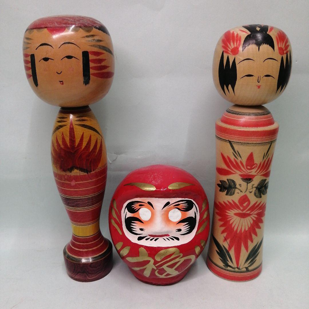 赤だるま　伝統こけし　３個セット　伝統工芸品