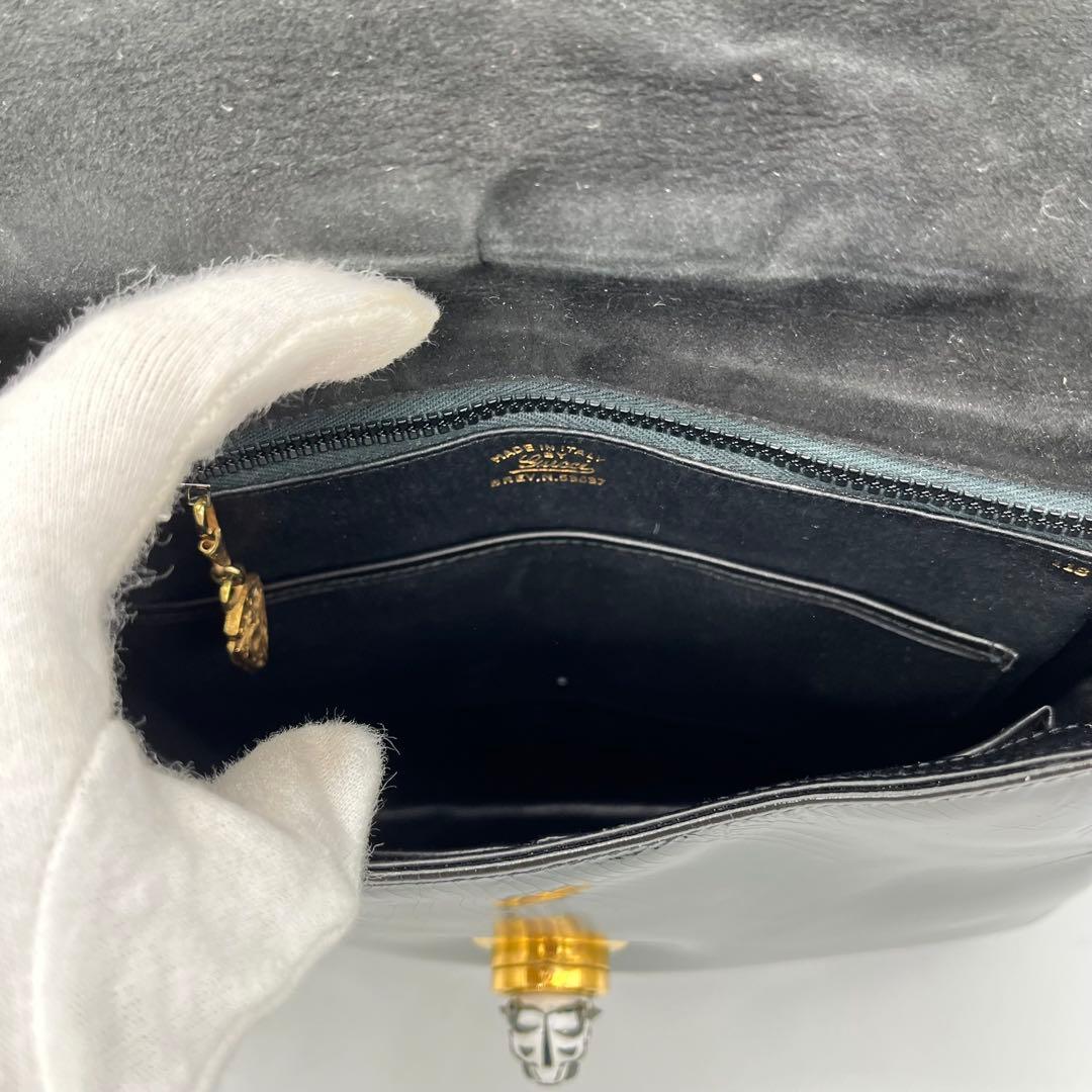 GUCCI ワンショルダーバッグ 肩掛け ゴールド金具 タイガー エナメル 黒