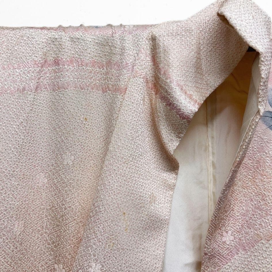 総絞り　牡丹　扇子　菊花　流線　振袖　着物　012a p