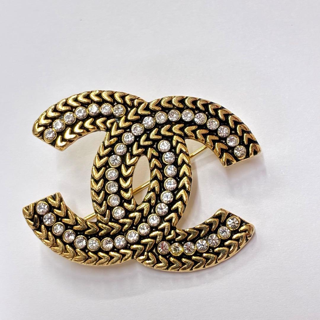 ∞CHANEL　シャネル　ココマーク　ラインストーン　ブローチ