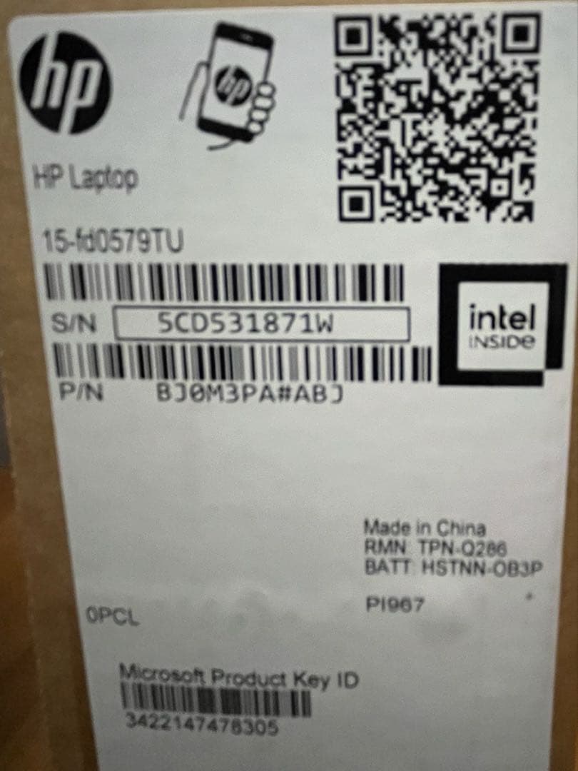 HP ノートパソコン　15-fd0579tu BJOM3PA-AAAA