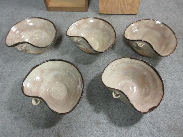 萩焼坂倉新兵衛片口鉢五客箱入り [B24850]