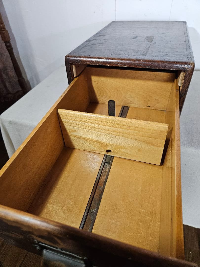 USアンティーク 木製のファイルキャビネット カードホルダー 卓上 書斎