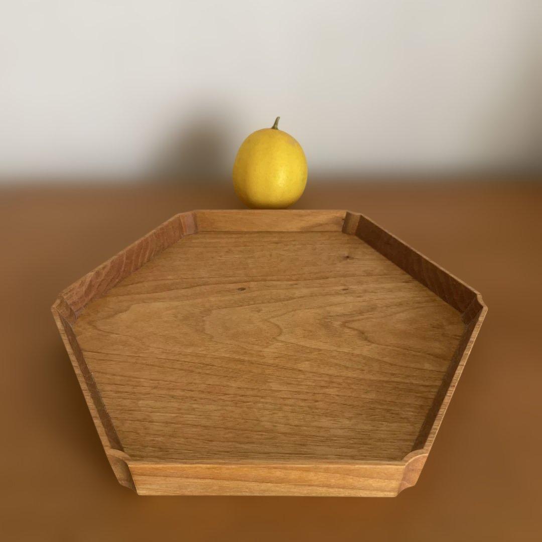 加藤良行　木製 六角　盆　トレイ